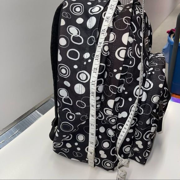 Trans by Jansport Circle/Polka-dot Black and White Backpack - Picture 3 of 12